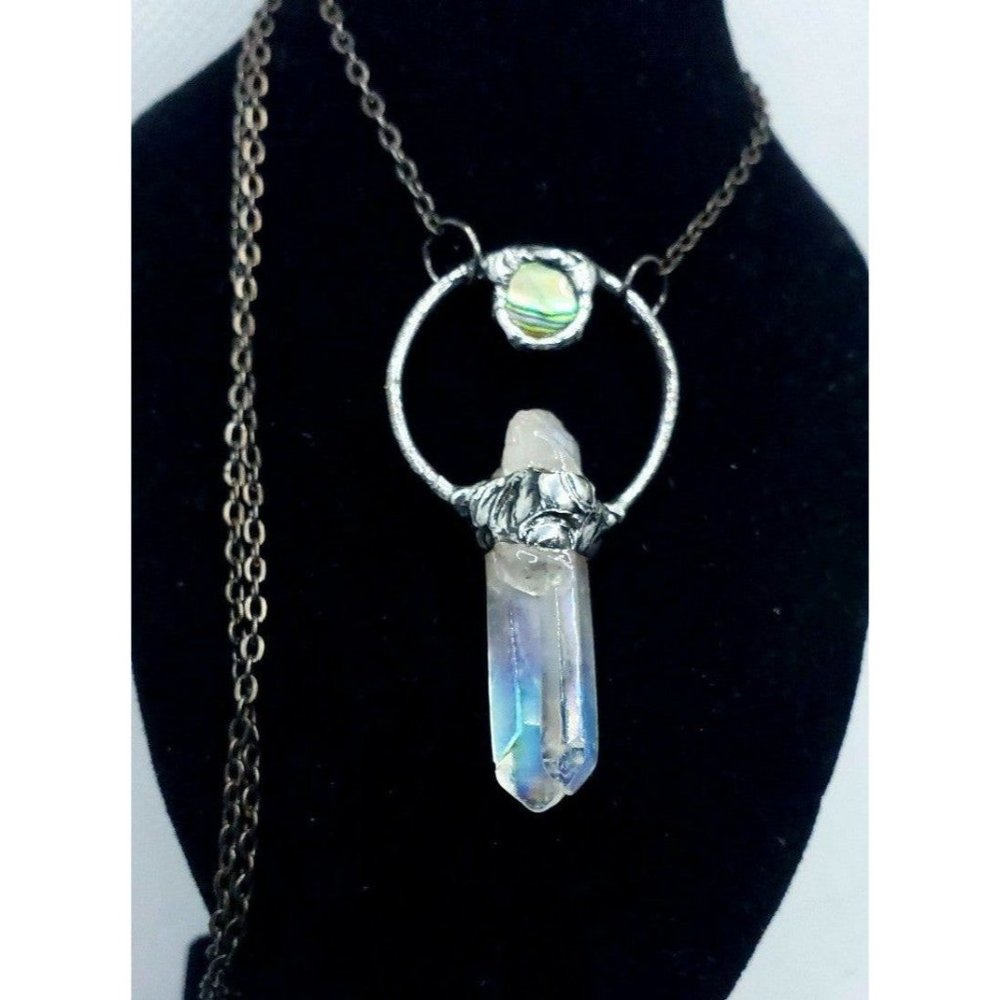 Angel aura quartz and sea shell crystal necklace cosplay fantasy fairy style